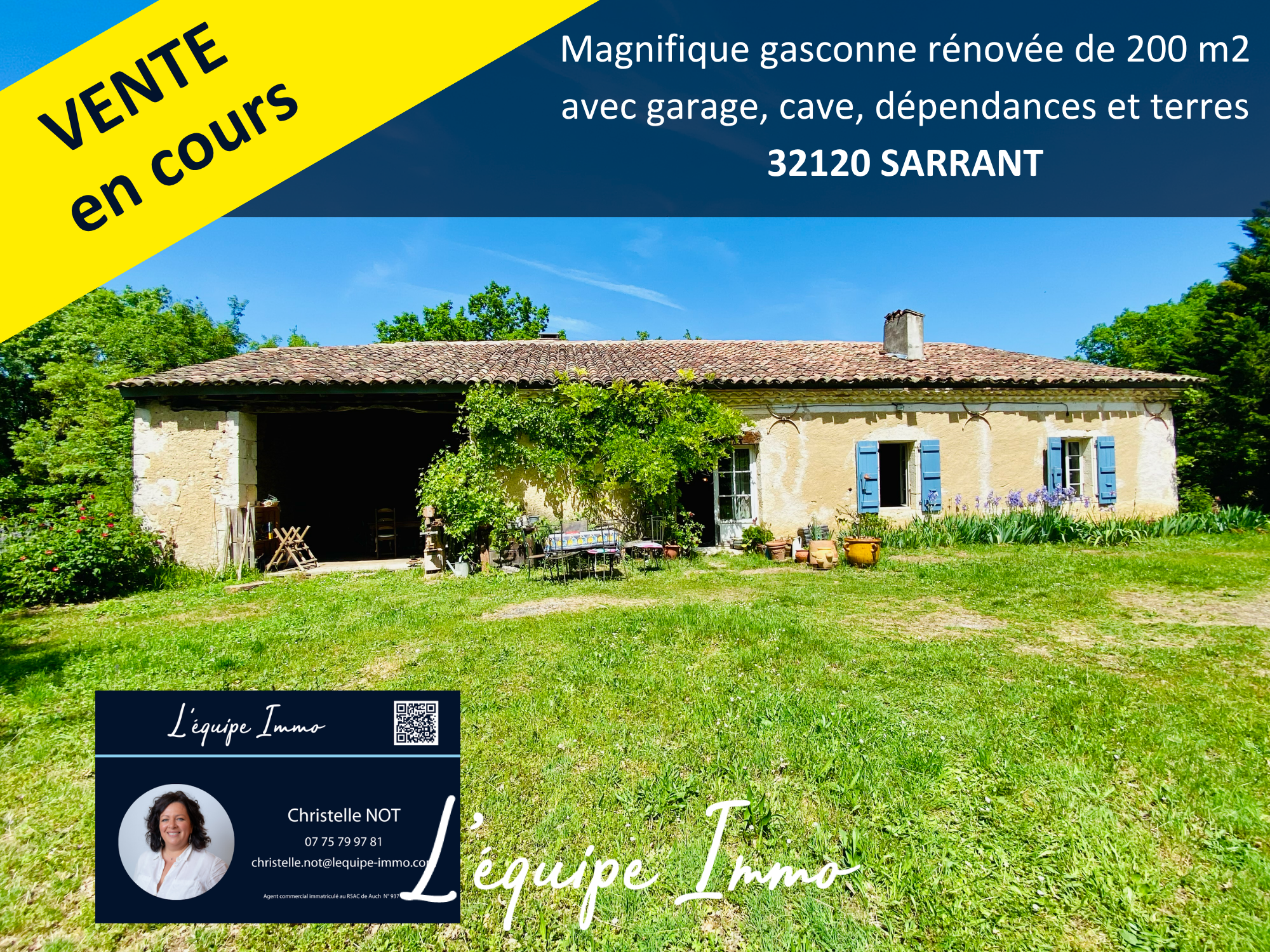 Gasconne avec dépendance sur 2,5 hectares de terres et de bo