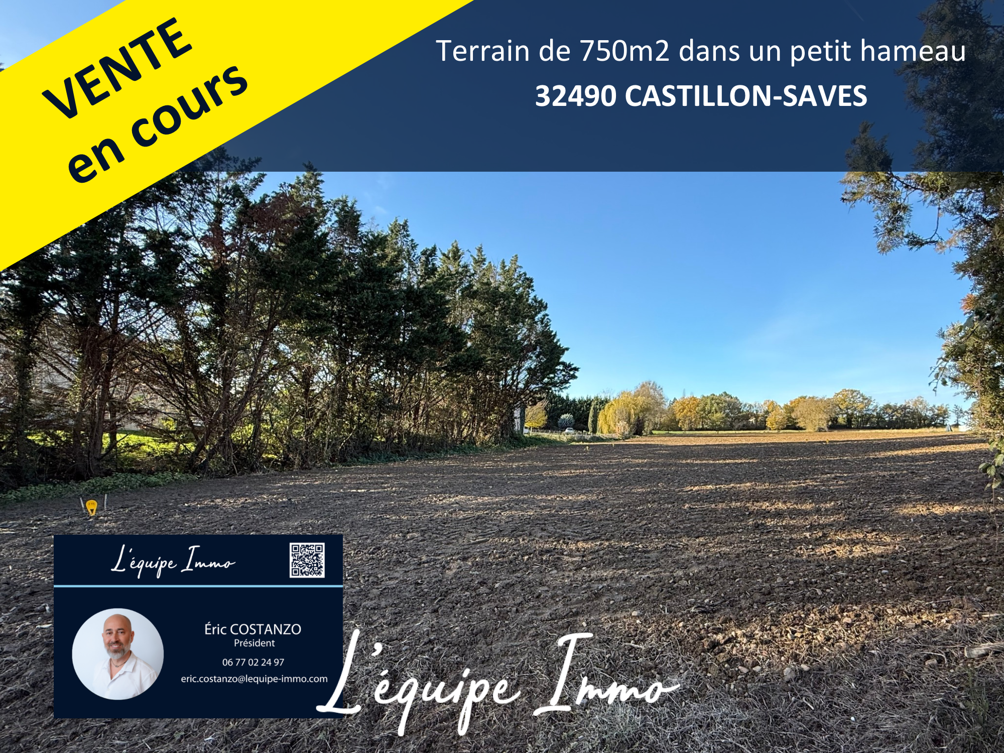 Terrain de 750m2 avec viabilisation en bordure